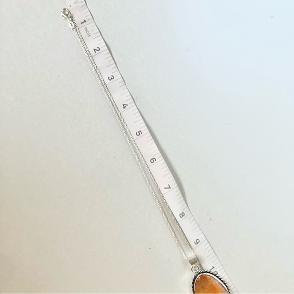 NWOT Elegant Silver and Orange natural stone Pendant Necklace - Picture 7 of 7